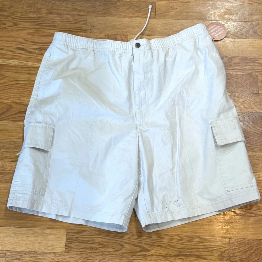 Haggar Mens The Weekend Cargo Shorts 38W String Beige 9 Inseam Cotton 453521 252
